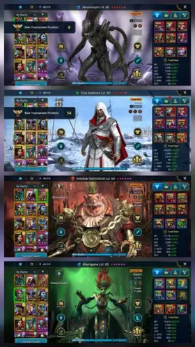 RSL# 280➤ Lvl60➤Xenomorph 93K➤Ezio➤Gnishak➤Morrigain➤ 4x Leg L60➤1.25M Power➤ 4.65M Silver➤Lady Mikage Ready➤Arena R1