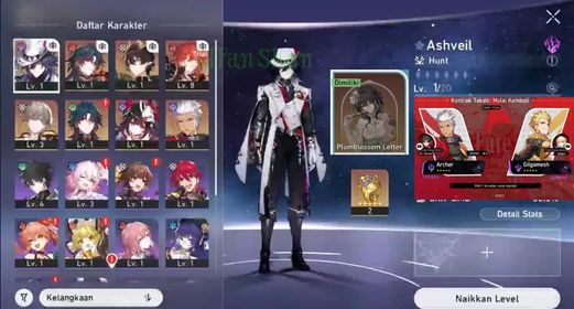 (Asia) Starter TL4 Ashveil + Mortenax Blade + Archer + Sparkle + Danheng PT + GCS 2 + Skin Ruan Mei | Male MC (Caelus)