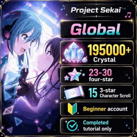 Global | 195000+ Crystal, 15 3-star Characters Scroll, Random 23-30 four-star | Fast Delivery