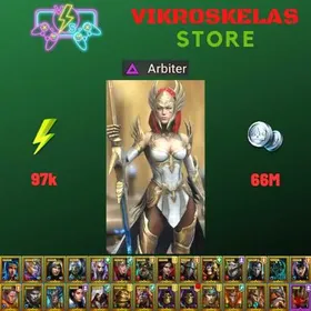 Starter acc with Arbiter : 97k energy / 66 mln coins / Sethallia, Keeyra, Arix, Ninja + 21 Login Legendaries / Stag Knight