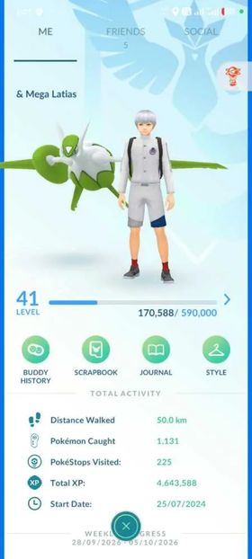 LV41[#D1] • ✨🧬 Shiny Mega Latias • 💯🧬 Hundo Mega Mewtwo Y with 10th Anniv Special Earth BG • 🧬 Mega Mewtwo X • 🦾 2 Armored Mewtwo • ✨💯🧬 Shundo Mega Garchomp with Earth Power • ✨ Shundo Primarina with Hydro Canon • 💯🎩🏞️ Hundo Charmander wearing Friede's Goggles (Can evolve up to Charizard, already has candies) with Pokemon Horizon Special BG • 🏞️ Rayquaza with San Francisco Location BG • 🏞️ Articuno with PokePark Kanto Location BG • 🏞️ Moltres with PokePark Kanto Location BG • 🎩🏞️ Pikachu Wearing Cosmog Costume with San Francisco Location BG • 🧬 Mega Latios • 💯🧬 Hundo Mega Dragonite • 💯🧬 Hundo Mega Delphox with Blast Burn • 💯🧬 Hundo Mega Houndoom • 📛 G-Max Charizard • 📛 G-Max Blastoise • 💯🌐 Hundo Pikachu with Pokemon Center Japan Stamp Rally Special BG • 2 ✨🌐 Shiny Treeckos with 2 Different National Trust Location BG • ✨ Shiny Hydreigon with Brutal Swing • 🎩🌐 Almost Hundo Pikachu with Cosmog Costume and San Francisco Location BG • 🧱 Pikachu with LEGO BG  • 🎩🌐 5 Pikachus wearing Different Color Afro Wig with Pokexciting Location BG Stamp Rally (Malaysia, Taiwan, Phillipines, Singapore) • 🌐 27 Treeckos with National Trust Location BG • 🌐 18 Pikachus with Pokemom Center Japan Stamp Rally Location BG  • 🌐 4 Pikachus with Pokelid Japan Stamp Rally (1 Shiny) • 🌐 Ampharos with Nagasaki City Japan Location BG • 🏞️ 7 Fennekin with Mega Special BG  • 🏞️ Delphox with Mega Special BG • 🏞️ Elekid with Team Instinct Special BG • 🏞️ Ponyta with Team Valor Special BG • 🧪 418k Stardust • 💥 45 Legendaries and Mythicals • 👽 0 Ultra Beast • ✨ 27 Shinies • 💯 38 Hundos • 🌑 30 Shadows (11 Legendaries) • 🧬 37 Megas (12 Different Pokemons) • 🏹 9 Adventure Effect (2 Different Effect) • ♨️ 15 Dynamax • 📛 2 Gigantamax • 🎉 14 Event Pokemon • 🏞️ 13 Special BG • 🌐 51 Location BG • 🪩 1 Master Ball • 🪙 154 Pokecoins • 🎫 29 Premium Battle Pass • 💾 350 Link Charge • 🥐 28 • 💫 0 Starpiece • 🥚 8 Lucky Eggs • 🍬 15 Rare Candies • 🍭 9 Rare XL Candies • 💽 26 Fast TMs • 💽 45 Charged TMs • 💿 2 Elite Fast TMs • 📀 2 Elite Charged TMs • 🪨 2 Unova Stones • 🪨 3 Sinnoh Stone • 🪨 2 Metal Coat • 🪨 1 Sun Stones • 🪨 1 King's Rock • ♎ 4 Dragon Scale • 🪨 1 Upgrade