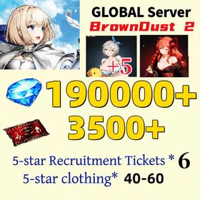 [GLOBAL]190000+ Diamonds +Beachside Angel Teresse（+5）+Hedonist Liberta| Single draw coupon:3500+|5-star Recruitment Tickets *6|Five-star coupons*3-5 + random 40-60 five-star clothing+ 80-160 UR weapons|[Fast delivery]BrownDust 2 Account BDust 2