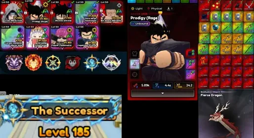 4 Secret Unbound / 4 Mythic Shiny | 9 Unbound DPS SSS/Z | Fierce Dragon Mount | Secret Maniac | Level 185 | Prodigy - Crow - 8th Sword - Shadow - Dark Mage - Puppet - Elf Mage - Cursed Immortal - Vegetable | Unverified | Instant Delivery [RBLx123]