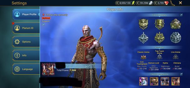 [2 Mythical Champions][7.36M] Embrys,Lady Mikage + 141 LEGENDARY (Arb,Pheidi,Titus,Queen,Armanz,Krisk,Eostrid x2,Noelle+Nic,Hatter,Ursuga,Lamasu,Tormin,Ukko,Fabian,Chesire,Donnie+Raphael+Michel,Ankora x2...) + 3755 Gems