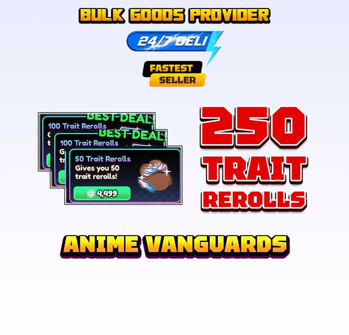 Trait Reroll Ui 250 Trait Reroll (2x 100 Trait RR + 1x 50 Trait RR) - Anime Vanguards ️ ...