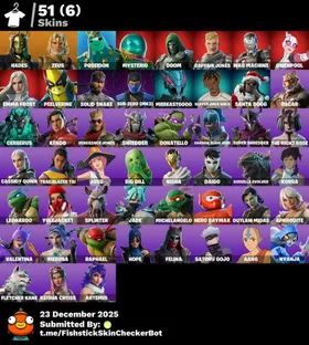 [PC/PSN/XBOX] 50 Skins | Hades | Zeus | Poseidon | Doom | Snake | Gwenpool | 500 VB | FN24