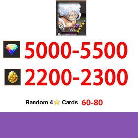 Global|IOS/Only|5000-5500RD|2200-2300GF|Badge Bins Monkey D. Luffy+60-80Random 4-Star Characters|100% Safe Account|