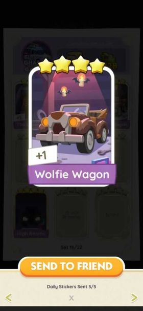 Monopoly GO 4 Star - [Set16-3 Wolfie Wagon]