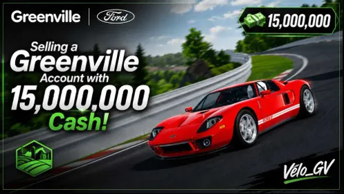 [Greenville] Account - READY TO BUY ANY CAR 🏎️ (15M Money) | Unverified | Roblox | ✅
