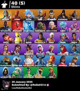 [PC/PSN/XBOX] 40 skins | Katalina ✨ Hybrid ✨ Nezumi ✨ Ronin ✨ The Ageless ✨ Blackheart ✨ Ruin ✨ The Foundation ✨ Spider-Man ✨ Doom Slayer | 150 VB