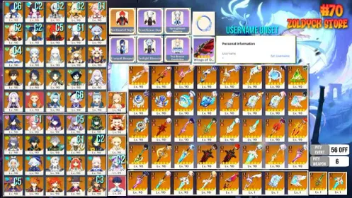 #70 Semi Whale Asia End Game Ar 60 Lumine Username Unset C6Yelan Size 146x5 Premium Team Zibai Nefer Flins(-flins) Mavuika Skirk(-Escoffier) etc Many Paid Skin