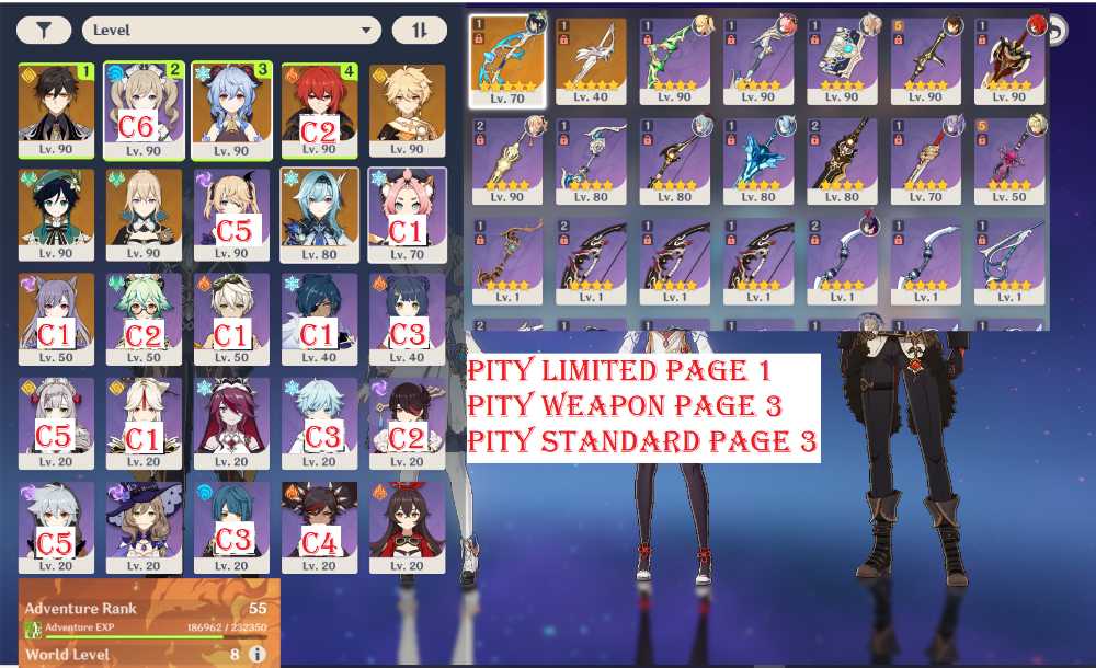 Asia 60 12 Ssr 2 Weapon Bp Diluc C2 Keqing C1 Zhongli Eula Ganyu Venti With Elegy Jean Aquila Favonia Ar 55 Main Character Male