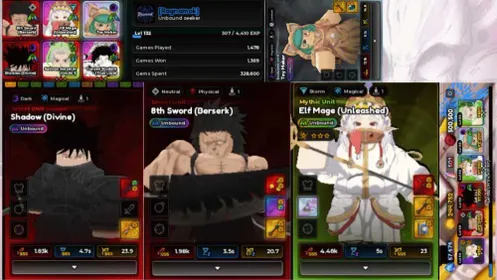 4 Unbound META ( Megumi, Kenpachi, Toy Maker, Elf ) | LV 132 | Gold 224K | Diamond 57K | RR 501