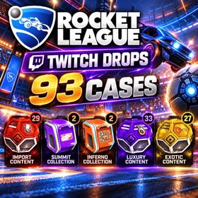 90 Cases | Exotic + Import + Rare + Inferno + Apex | Rocket League Twitch Drops