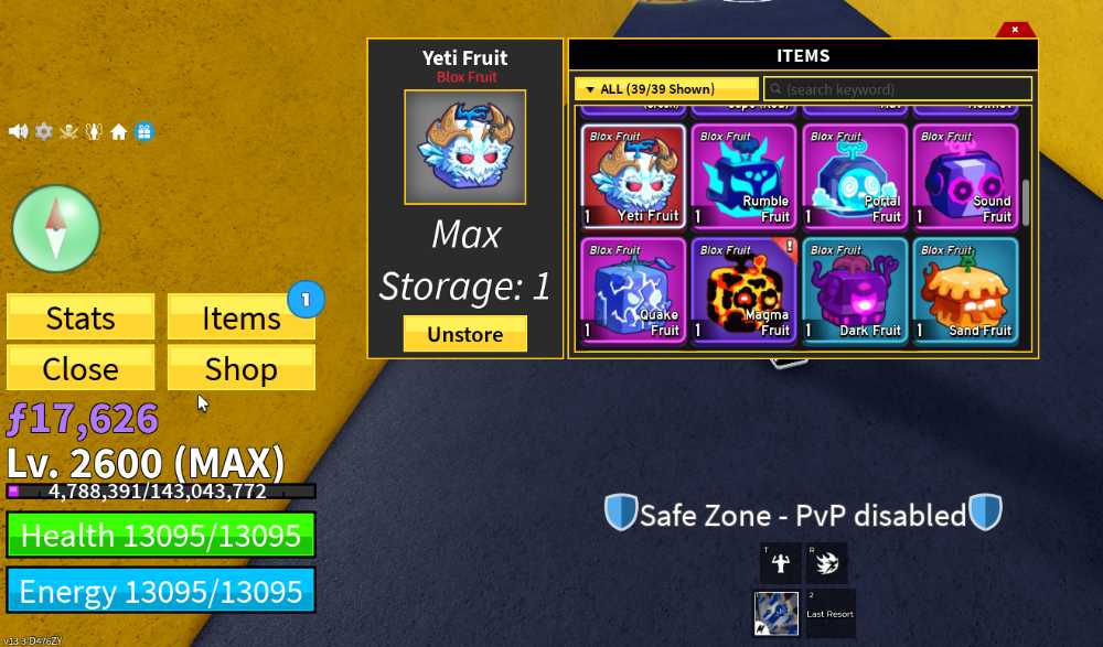 Blox Fruit 2600 Max Level YETI+Portal+Rumble+Sound+Quack Inventory ...