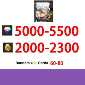 Global|Android/Only|5000-5500RD|2000-2300GF|Badge Bins Monkey D. Luffy+60-80Random 4-Star Characters|100% Safe Account|