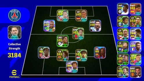 【Collective Strength - 3184+】🔶Maio Gotze-107🔶Neymar Jr-105🔶Lionel Messi-104🔶✔️ Only Konami Linked