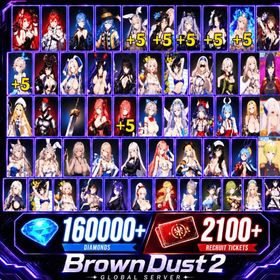 [GLOBAL]160000 Diamonds+Miracle Rose Liberta+Noble Flame Ikaruga+Esteemed Adventurer Eris +Respected Master Roxy+Your Very Own Cat Eris +Emerging Desire Roxy+Daydream Bunny-Murphyia（+5）+  Summer Vacation Dalvi （+5)+Stray Cats Rou(+5)+Dream Bride Eclipse(+5)+Frozen Queen Wilhelmina(+5)+Beachside Angel Teresse（+5）+Celebrity Bunny Loen +Bittersweet Bunny Darian+Nightmare Bunny Eclipse  +Masquerade Bunny Celia+Pool Party Justia  +Pool Party Scheherazade +Supreme God Archbishop Sword Maiden+Daughter of Starwind High Elf Archer+Earth Mother Believer Priestess+Orcbolg Goblin Slayer+Goblin Slayer Dagger+Hedonist Liberta+Dark Saintess Liberta（+5）+Medical Club Teresse+Pure White Blessing Refithea+Red Hat Rou+Shrine Maiden Granadair+Starlight Guardian Tyr+Innocent Bunny Tyr+New Hire Nebris+Water Park Queen Wilhelmina+Young Lady Blade+Bikini Agent Sylvia+Neon Savior Angelica+Onsen Practitioner Ventana+Queen of Gluttis Granadair+B-Rank Idol Helena+Reclaimed Destiny Sacred Justia+Retired Legend Olivier+Lord of the Cosmos Ren Yamashiro+Savage Warrior Aquila+Ame-no-Mitori Tenka Izumo| Single draw coupon:2200 |5★ Recruitment Ticket*3 +|5★ Draw Ticket*10|random 60-100 five-star clothing+ 60-100 UR weapons|Selective Tickets: 70–100 Tears of Goddess: 30–35|3,100 pulls|[Fast delivery] BrownDust 2 Account BDust 2