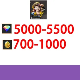 Global|IOS/Only|5000-5500RD|700-1000GF|Luffy+1 Random Super Legendary Hero|100% Safe Account|