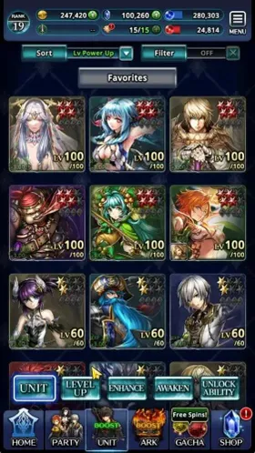 GLOBAL|Rank 19|100K Crystal|Top Tier Unit (Goddess Lilaha,Alice Type-S,HK Ruuto,Dg Lilebette)|3 LR & 6 SSR Ark|Code Only|LC1550