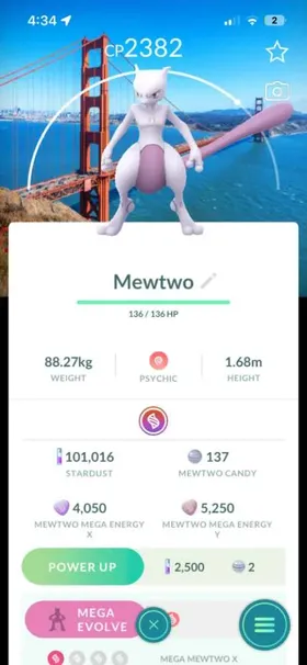 Mewtwo with San Francisco Special Background (Non Shiny)