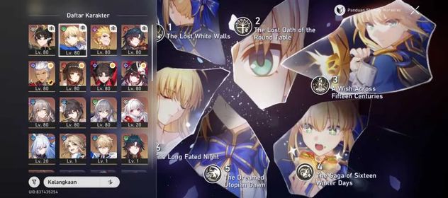 Asia | TL70 | Female | Saber E6 Sign + Archer Sign + Gilgamesh Sign + Rin Tohsaka Sign + Mortenax Blade | Event Banner Guaranteed | Ticket 45 | Story Planarcadia | No Cheat | Golden Companion Spirit x2 | Username Unset Birthday Unset