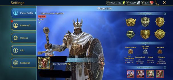 [13 Mythical Champions][27.67M] + 260 LEGENDARY (Marius(6*),Leonardo+Donnie+Mich,Tormin(6*)+Hilvi(5*),Acrizia(6*)+Gnut,Georgid+1(5*),Nekhret x2,Senna,Krisk(5*),Trunda+2(6*)/x2,Candr+2(6*),Armanz(5*)...) + 1k UNM + 1k NM HYDRA + 25 SD/25 SHOGUN AUTO