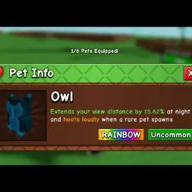10x RAINBOW OWL - Grow a Garden 2 - Fast Delivery