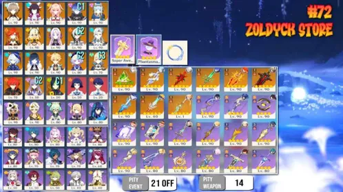 #72 Asia End Game Ar 60 Aether 40x5 Lunar Char Premium Team Flins Mavuika Arlechinno etc