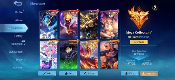 [IOS/ANDROID] CEL LVL 100 | 133 HEROES | 507 SKINS | MEGA 5 | 2 LEGEND GUSION FRANCO - 4 COLLECTOR SUN HARITH - JJK MEGUMI - MOSKOV ALLSTARS - GUSION SEMI SET KOF COLLECTOR LEGEND 11.11 - ASPIRANT - SANRIO