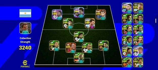 🔥Collective Strength- 3240🔥3x Best BigTime Card🔥3x Best Blitz Curler Card🔥BigTime G.O.A.T Messi (106)🔥BigTime Kavaratskhelia (105)🔥BigTime Van Dijk (105)🔥Blitz Curler Son (104)🔥Blitz Curler Aguero (105)🔥ShowTime Vini jr (105)🔥Epic Cruyff (106)🔥Epic Cannavaro (106)🔥Epic Chiellini (104)🔥Epic Baresi (105)🔥Epic Ferrar (104)🔥Epic Villa (104)🔥Epic Owen (104)🔥Epic Donadoni (104)🔥Epic Belletti🔥Epic Rijkaard🔥Epic Raul🔥Epic Dixon🔥Blitz Curler Bale🔥Robertson🔥Hujisen🔥Best POTW/ShowTime/Highlight/Old Cards🔥7x Best Managers🔥Konami Linked/G-Lost🔥 #2800