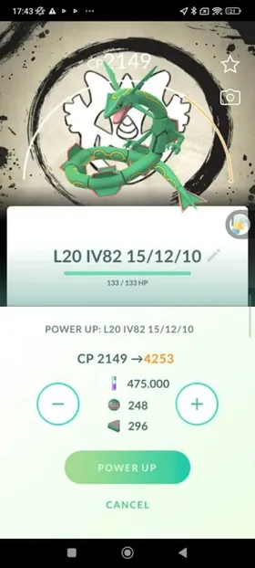 Level 50 + 3 Skills Non-Shiny Rayquaza ROL BG Trade 20k Or 1M Please Read Description