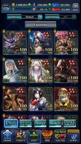 Global|Rank 23|100K Crystal|Top Tier Units(SM Sera,Telestio,Lonardo,DL karma Noug,G Lilaha,Zekus F),Etc|3 UR 14 SSR Ark|LC1513