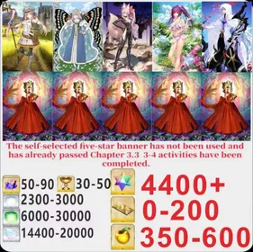 Japen server|4400+ Saint Quartz +Characters in the picture+ Call Sign 0-200 +Golden Fruit 350-600[See Picture]|Optional five stars not used + Plot has passed 3.2|Android|iOS |TLC026|Fate Grand Order