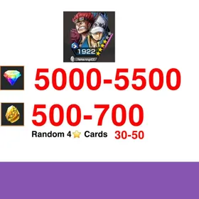 Global|IOS/Only|5000-5500RD|700-900GF| 4★ Onigashima Kid&Law+Random 4-Star Characters|100% Safe Account|
