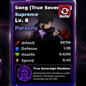 (LVL 8) Song True Soverign Parasite Cursed | 567 M DPS | Roll Anime To Fight