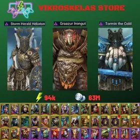 Starter acc with Hekaton : 94k energy / 63 mln coins / Graazur, Tormin, Arix, Ninja + 21 Login Legendaries / Geomancer