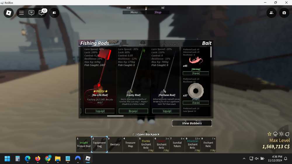100% [Fast] [Fisch] Level 500 | 1,569,713 C$ | Hasty No Life Rod ...