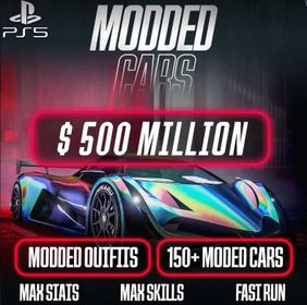 🎈💰🚀【PS5】500 MILLION | 150 Modded Cars | Modded Outfits 👕 Max Stats ⭐️ Fast Run ⭐️ Max Skills ⭐️ Instant delivery 🚀