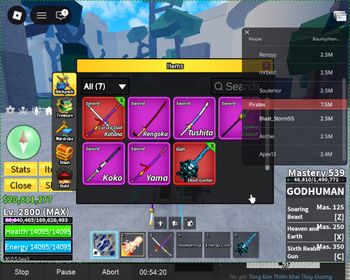 ID 605:LV 2800+God+CDK+SGT + Dough V2 RACE Cyborg V4 FULL GEAR |Unverified Account|Auto Delivery|Blox Fruits