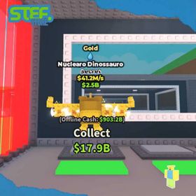 Gold Nuclearo Dinossauro 41.2M/s 1 Trait RUSH SELL | INSTANT DELIVER | Steal A BrainRot Stef Store