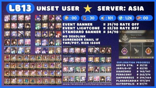 [ASIA LB13] E2 Castorice + SW999 + Evanescia + Firefly + Saber Account