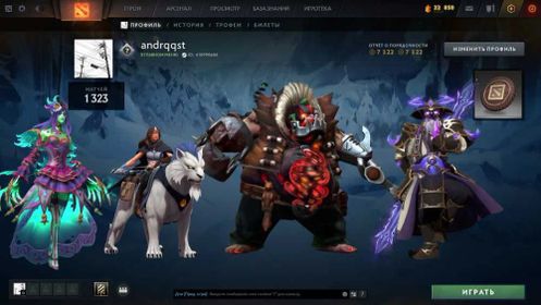 🔷Discount🔷 Arcana: Pudge 🔷 Archon 🔷 Immortals 🔷 39 Trophy 🔷 Persona: Mirana 🔷 Double Downs 🔷 Full access, Sale, 2618 MMR, 7322 Behavior score, 7322 вежлNвостN, 1323 games, 1965 hours