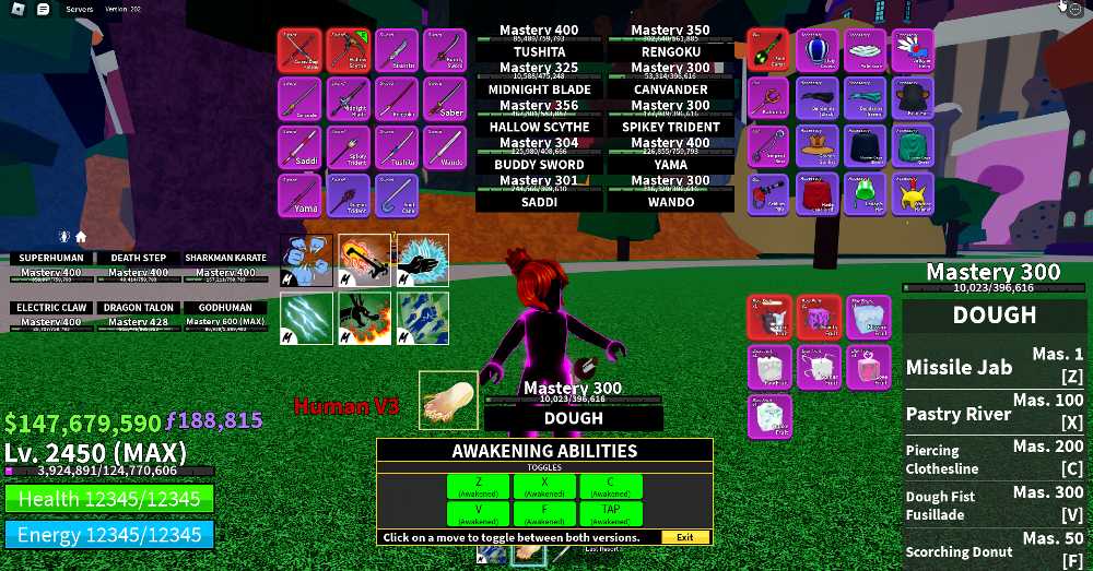 Blox Fruits lvl 2450 Max Awakened Dough Fruit all Skill Unlocked Blox Fruits lvl 2450 Max Awakened Dough Fruit all Skill Unlocked
