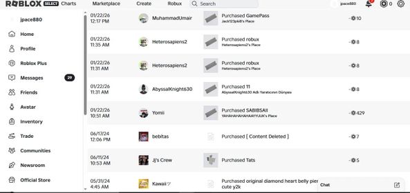 STOCK2083 🏈🏈username :jpace880🏈🏈USA Region🏈🏈2k or more robux spent🏈🏈amazing account to start your roblox journey🏈🏈