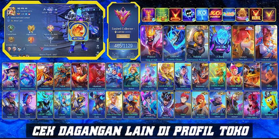 465 SKINS | 2 LEGENDS GUSION & FRANCO | 2 PRIME | 11.11 X.BORG | 2 SANRIO | 4 ANNUAL STARS | 6 ZODIAC | 62 LIMITED EVENT & COLAB | 38 RARE SHOP |