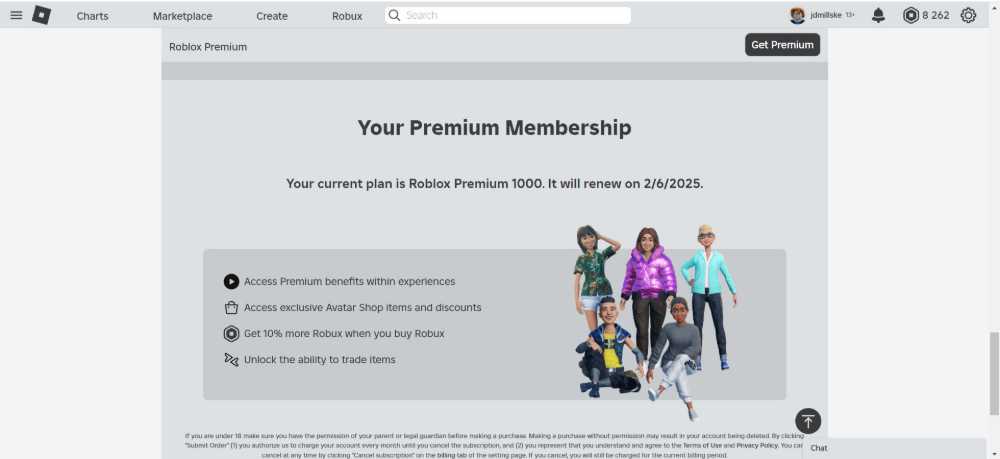 TOP ACCOUNT FAT ACCOUNT 8262 ROBUX + PREMIUM 1000 02/06/2025 , Sale ...