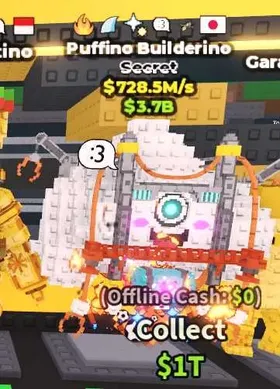 Puffino Builderino 6 Trait NO TACO - Secret $728M/s - Steal a Brainrot Fast Delivery
