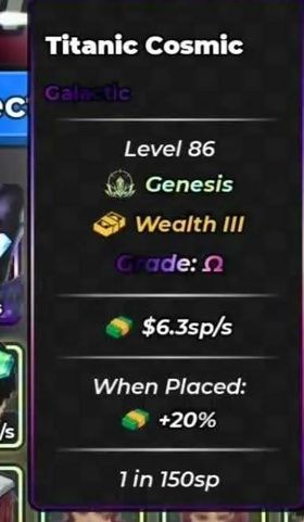 Money Maker | 6,3sp/s unit | Traits Genesis | Upgrade Ω | Anime Dice