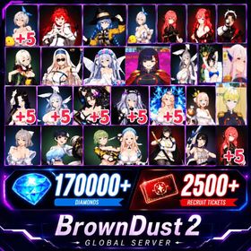[GLOBAL]170000 Diamonds+ Beachside Angel Teresse（+5）+Respected Master Roxy+Esteemed Adventurer Eris+Orcbolg Goblin Slayer+Supreme God Archbishop Sword Maiden+Earth Mother Believer Priestess +Daughter of Starwind High Elf Archer+Pure White Blessing Refithea+Water Park Queen Wilhelmina+Hedonist Liberta+Dream Bride Eclipse（+5）+Daydream Bunny-Murphyia（+5）+Summer Vacation Dalvi（+5）+Stray Cats Rou(+5)+Frozen Queen Wilhelmina（+5）+Dark Saintess Liberta（+5）+Dancing Snowflake Yumi+Fist of Conviction Yozakura+Gentle Destroyer Yomi+Kind Ruthlessness Hikage+Noble Flame Ikaruga+Ocean Vanguard Luvencia+Pool Party Justia+Pool Party Scheherazade+Lord of the Cosmos Ren Yamashiro+Savage Warrior Aquila+Ame-no-Mitori Tenka Izumo| Single draw coupon:2500 |5★ Recruitment Ticket*3 +|5★ Draw Ticket*10|random 70-100 five-star clothing+ 70-120 UR weapons|3400 pulls|[Fast delivery] BrownDust 2 Account BDust 2
